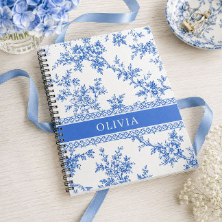 Cahier personnalisé avec nom Toile Bleue