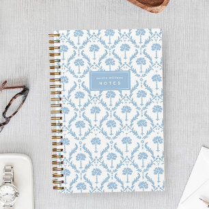 Cahier personnalisé Damassé Palmier Bleu côtier