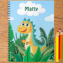 Cahier personnalisé de dinosaure à l'aquarelle pou