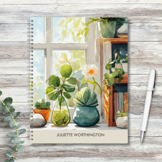 Cahier personnalisé de jardin botanique à l'aquare