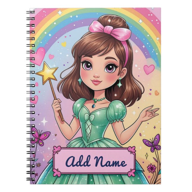 Cahier personnalisé de la princesse arc-en-ciel (Devant)