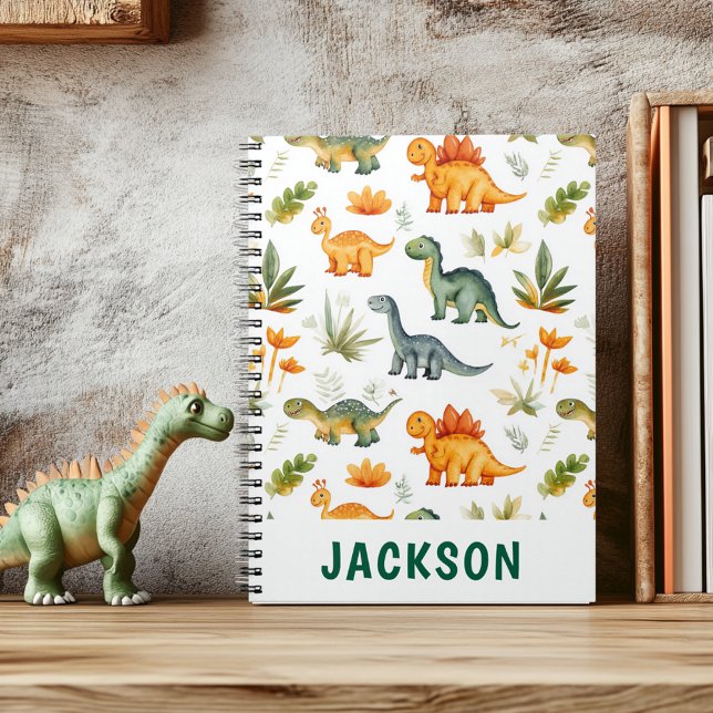 Cahier personnalisé enfants dinosaure mignon  (Créateur téléchargé)