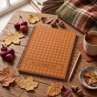 Cahier personnalisé gingham carreauté de citrouill
