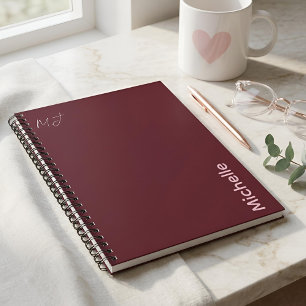 Cahier personnalisé minimaliste bordeaux et rose
