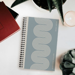 Cahier personnalisé moderne aux lignes ondulées bl