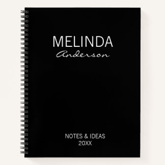 Cahier personnalisé noir et blanc Élégant Cadeau