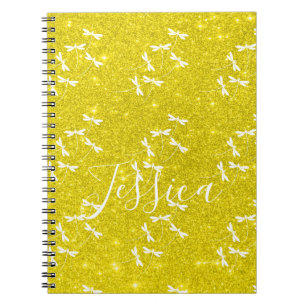 Cahier personnalisé paillettes et libellules