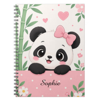 Cahier personnalisé Panda avec nom de fille mignon