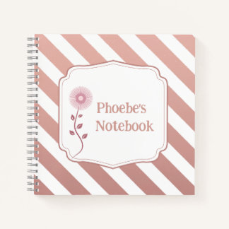 Cahier personnalisé pour enfants avec rayures Rose