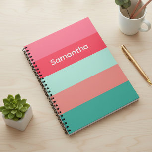 Cahier personnalisé rayé avec blocs de couleur ros