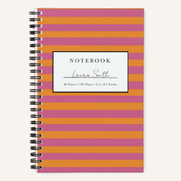 Cahier personnalisé rayé orange et rose