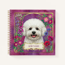 Cahier personnalisé rose Bichon Frise Cadeau