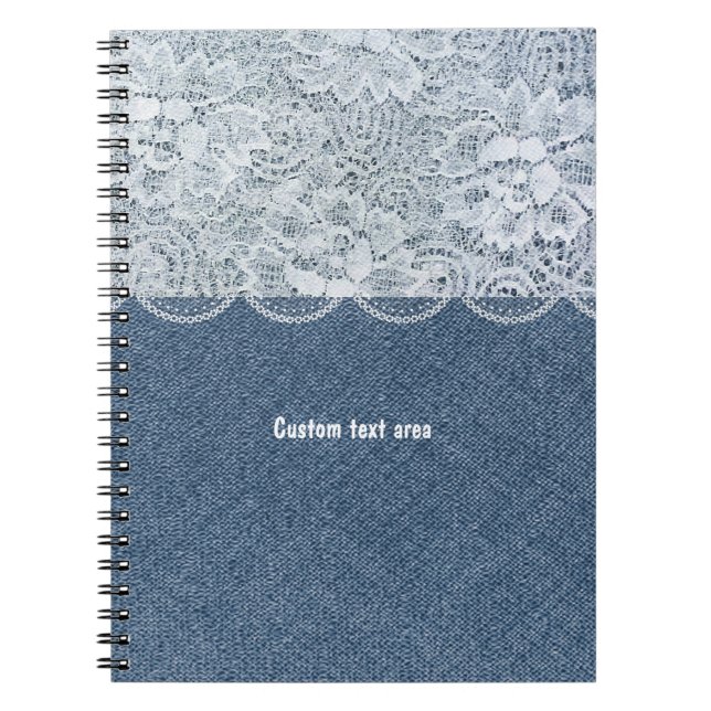 Cahier Personnalisé Rustique Denim & Lace (Devant)