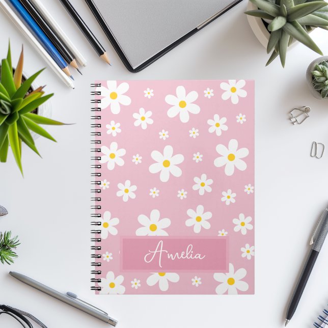 Cahier Personnel Rose Fille Mignonne Marguerite (Créateur téléchargé)