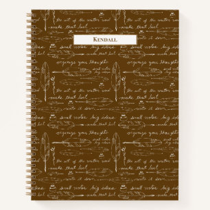 Cahier plume et encre vintage écriture de nom pers