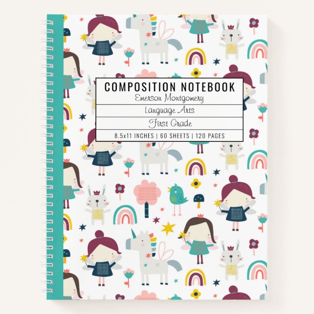 Cahier pour enfants à motif de licorne fée (Devant)