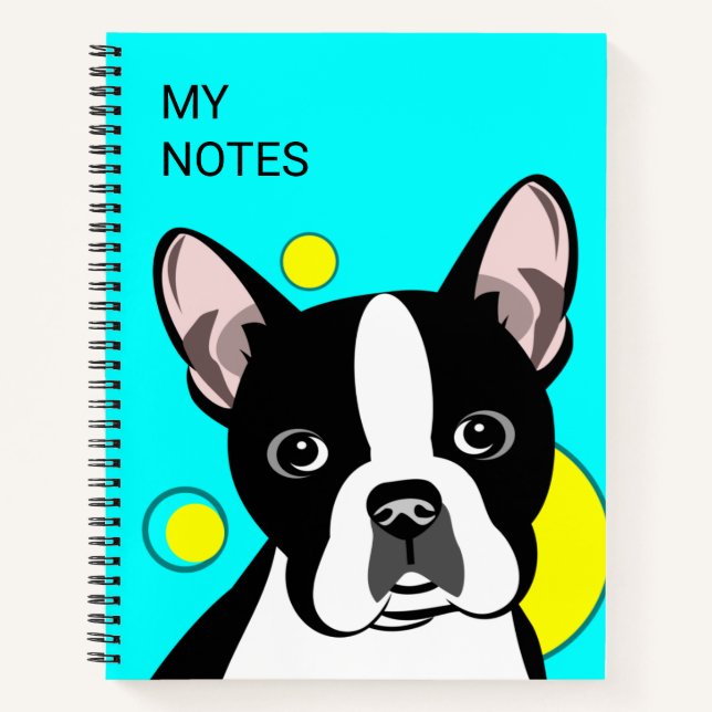Cahier pour enfants avec Boston Terrier mignon (Devant)
