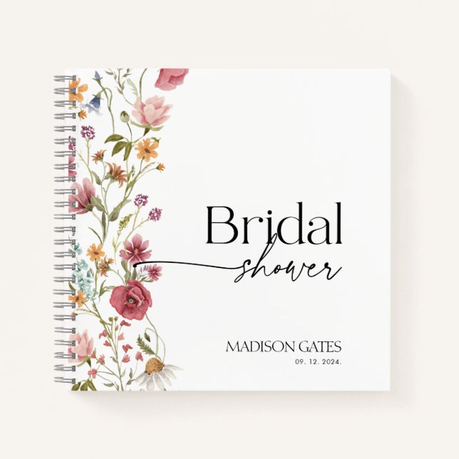 Cahier pour invité(e) de shower de mariage floral  (Devant)