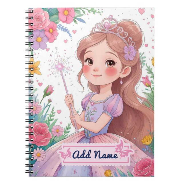Cahier Princesse Mignonne Robe Violette – Nom Modi (Devant)