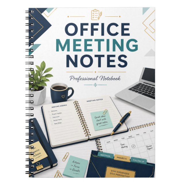 Cahier Professionnel de Notes de Réunion de Bureau (Devant)