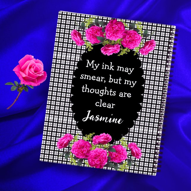 Cahier Rayé Fille Gauche – Floral Drôle + Nom (Créateur téléchargé)