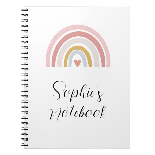 Cahier Rose Arc-en-ciel – Nom Personnalisé Rentree (Devant)