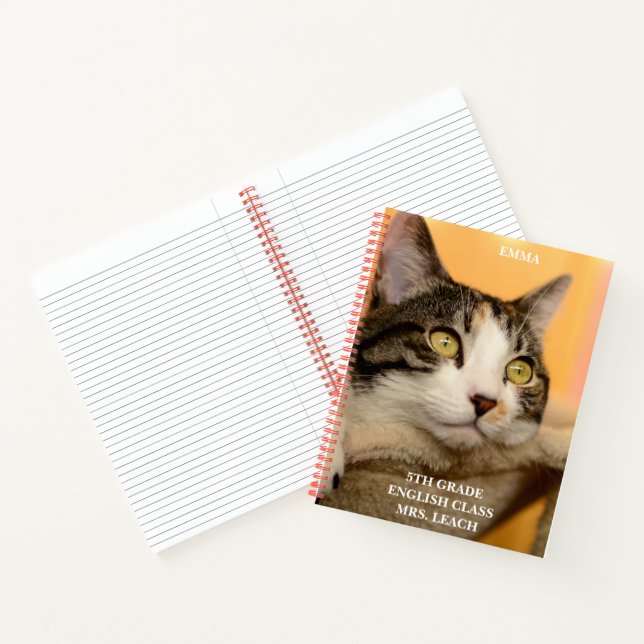 Cahier Scolaire École Enfants Chat Calico Mignon (Intérieur)