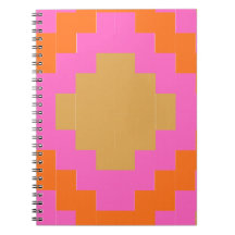 Cahier Scolaire Géométrique Rose Orange Rétro Groo