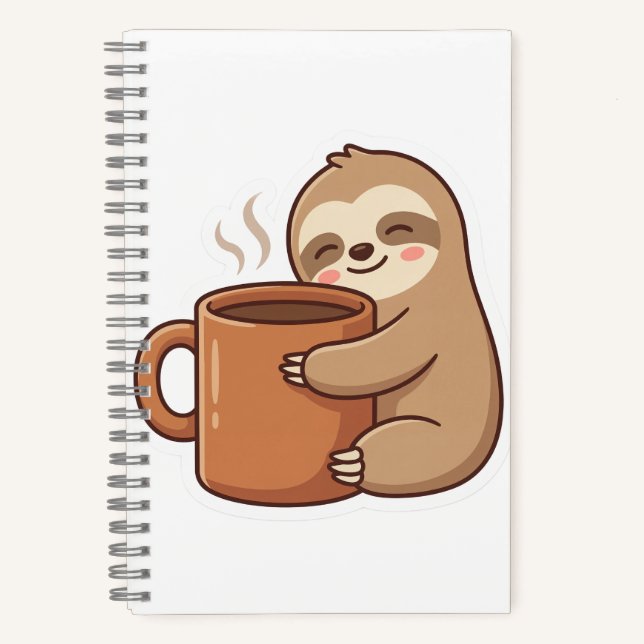 Cahier spiralé Café Paresseux Kawaii | Jo esthétiq (Recto)