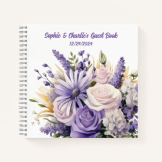Cahier Spirale de Mariage Personnalisé Fleur Lavan