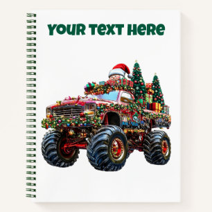 Cahier spiralé de Noël de Monster Truck modifiable