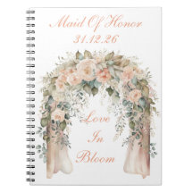 Cahier spiralé élégant avec fleurs de pêcher pour