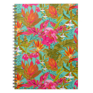 Cahier spiralé floral tropical de serre tacheté
