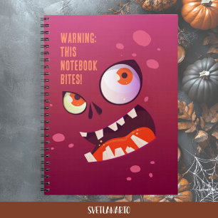 Cahier spiralé Halloween visage de zombie aux yeux