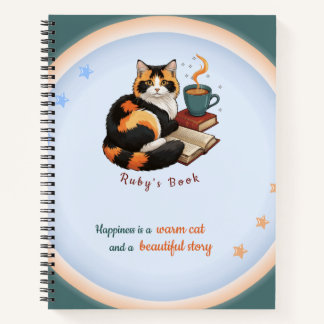Cahier spiralé journée productive chat calicot dou