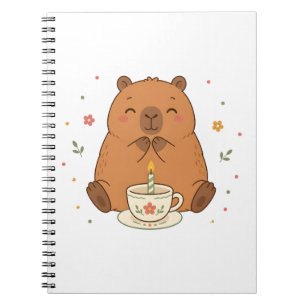 Cahier Tasse à Thé Bougie d'Anniversaire Capybara 