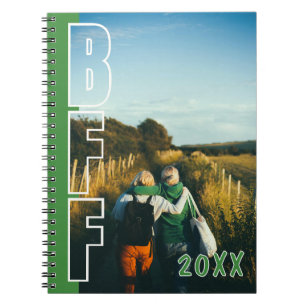 Cahier vert personnalisé avec illusion de photo po