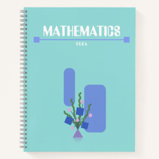 Cahier violet et bleu avec des fleurs géométriques