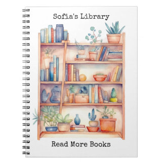 Cahiers de notes aquarelle de bibliothèque personn