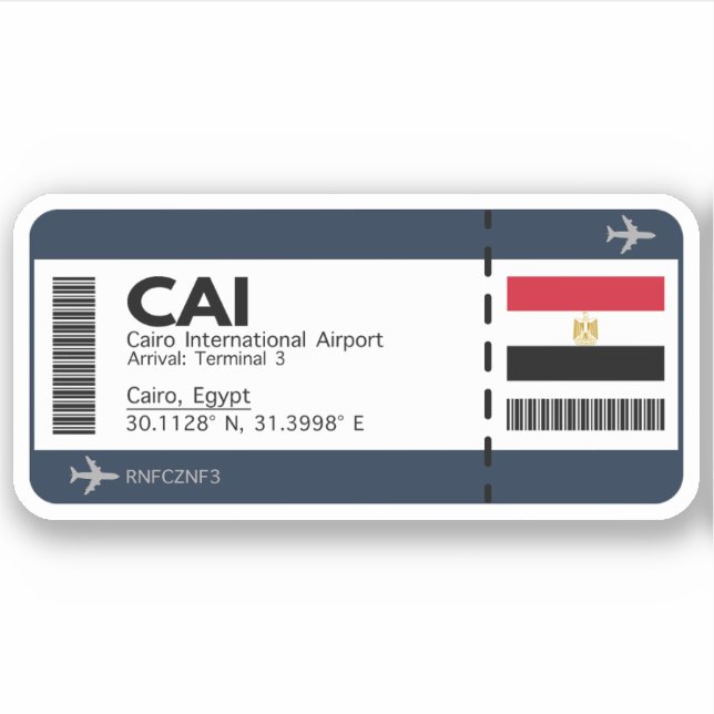 CAI Cairo Egypt Boarding Pass Sticker (Devant)