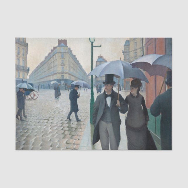 Caillebotte Paris Street Rainy Day Painting Tissue Paper (Front)