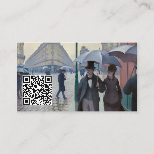 Caillebotte - Paris Street; Rainy Day - QR Code Business Card