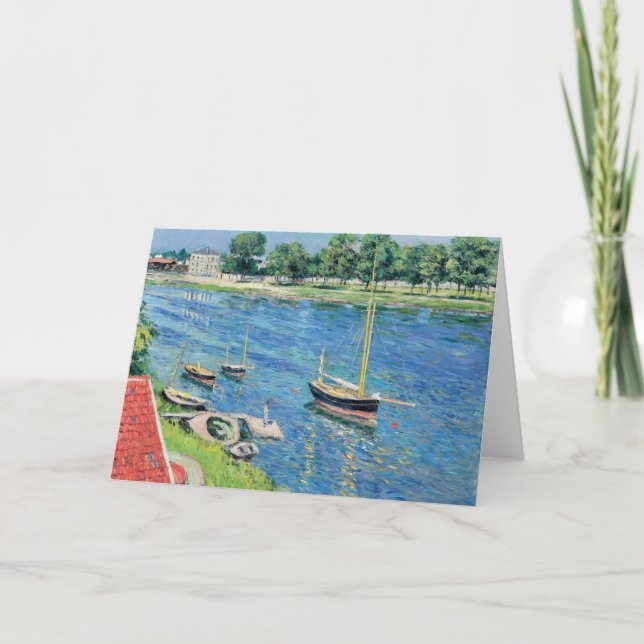 Caillebotte - Seine at Argenteuil, Boats at anchor Card (Front)