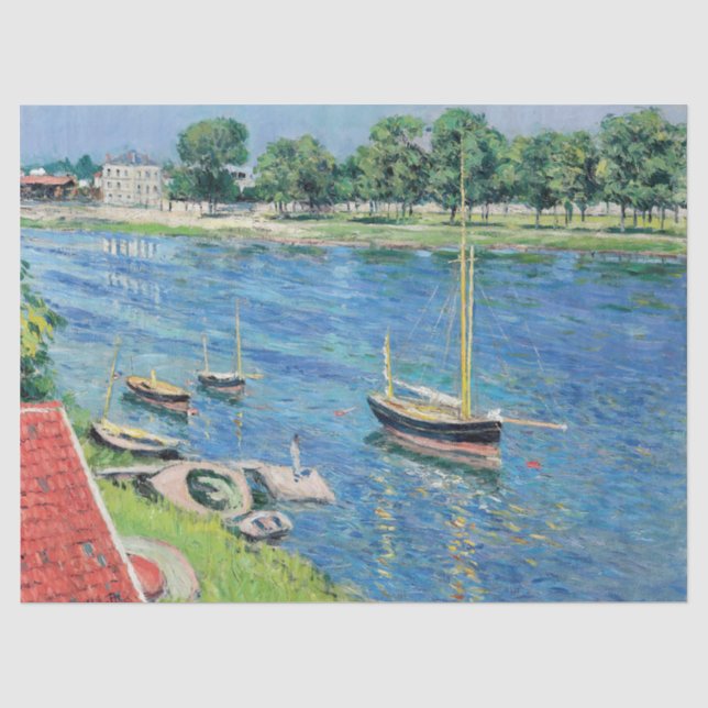 Caillebotte - Seine at Argenteuil, Boats at anchor Tissue Paper (Front)