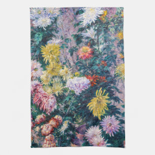Caillebotte - White and Yellow Chrysanthemums Kitchen Towel