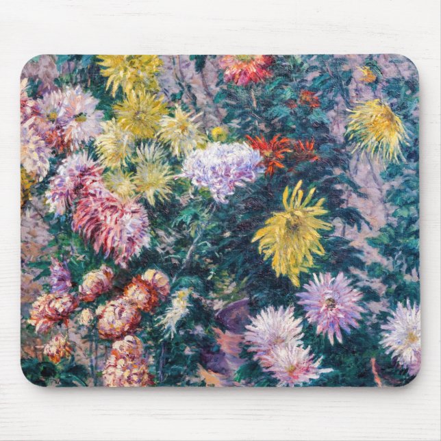 Caillebotte - White and Yellow Chrysanthemums Mouse Pad (Front)
