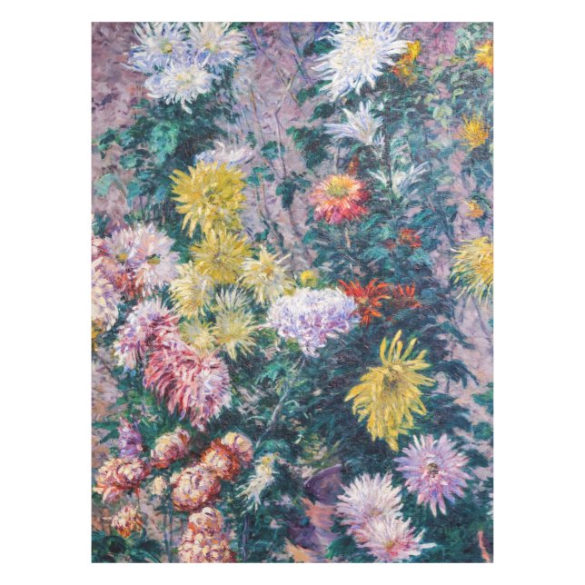 Caillebotte - White and Yellow Chrysanthemums Tablecloth (Front)