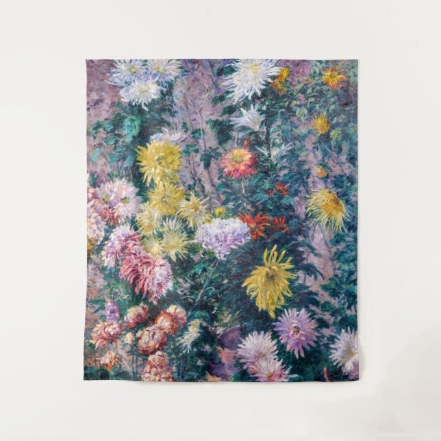 Caillebotte - White and Yellow Chrysanthemums Tapestry (Front)