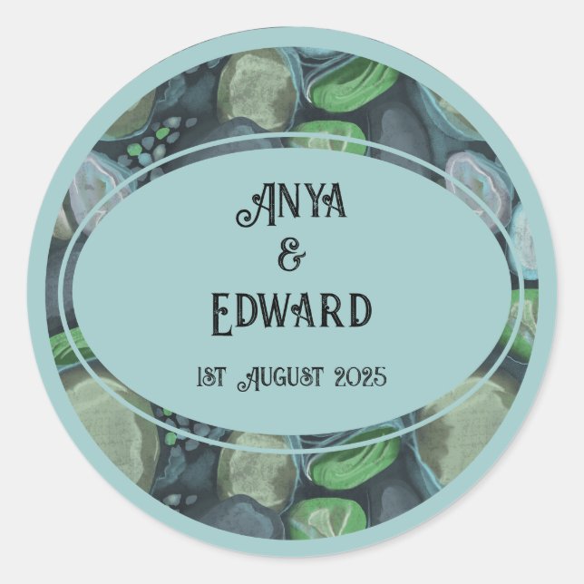 Cailloux d'eau - autocollant Mariage (Devant)