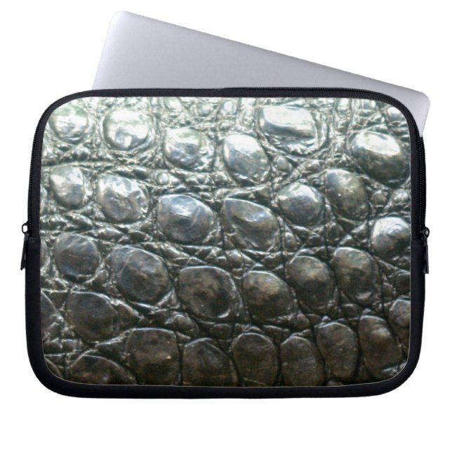 Caiman Crocodile Faux Alligator-Skin Design Laptop Sleeve (Front)